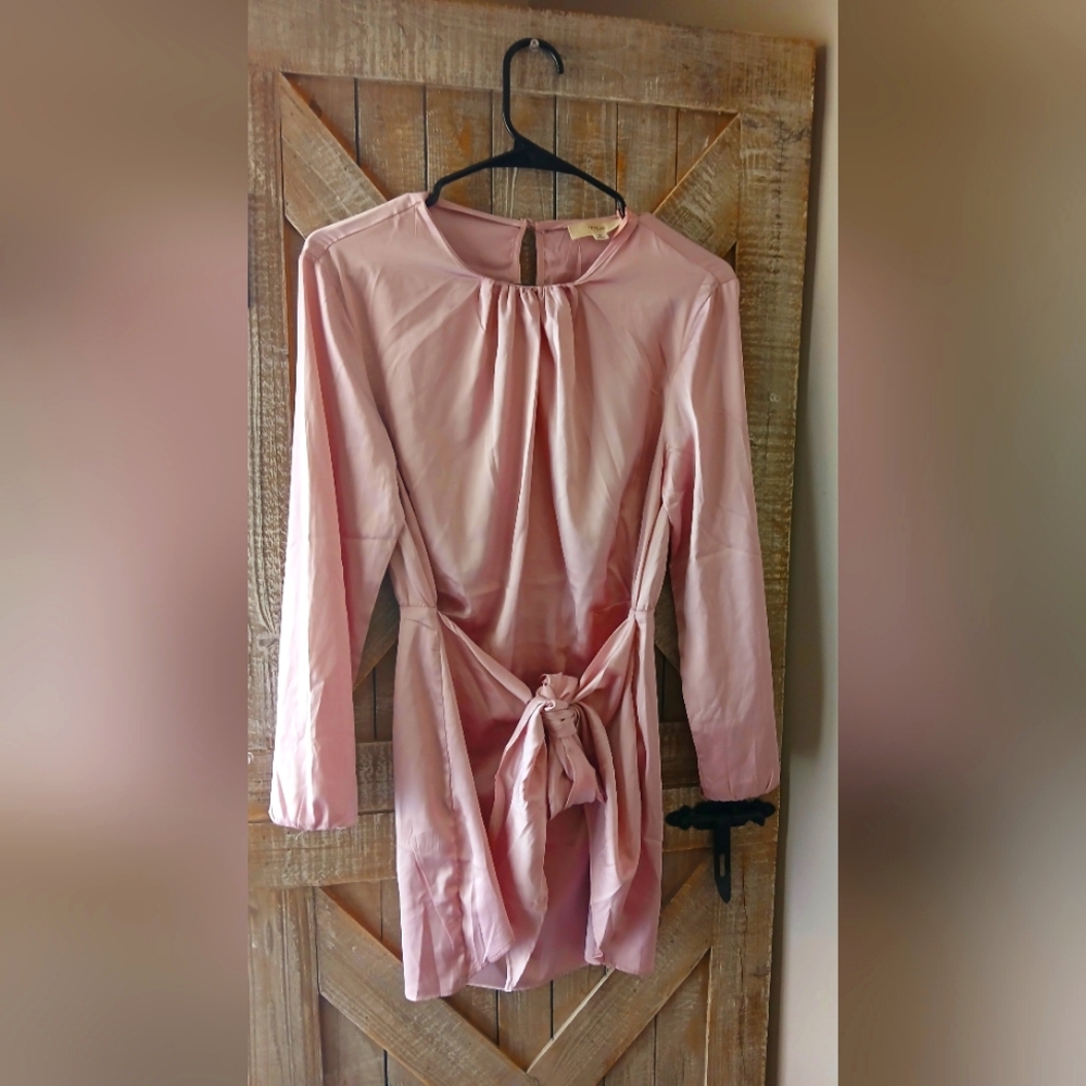 Elegant Pink Long Sleeve Dress